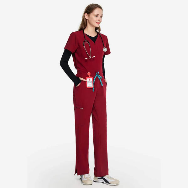 Atlas Set Burgundy Scrubs Side