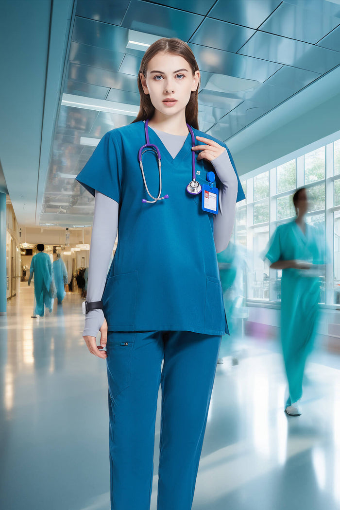 women's long sleeve scrub tops